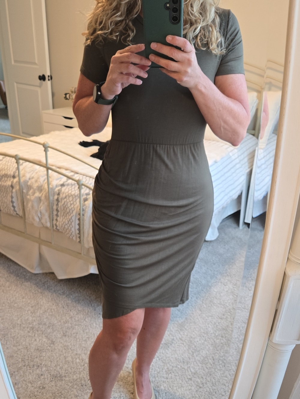 Reborn J Olive Short Sleeve Bodycon Dress